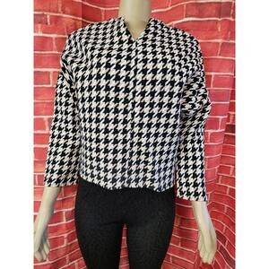Storets Houndstooth TAPESTRY Top Sweater Blouse Long  Sleeve size S/M NEW! #CB4